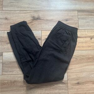 Black Linen Blend Pants